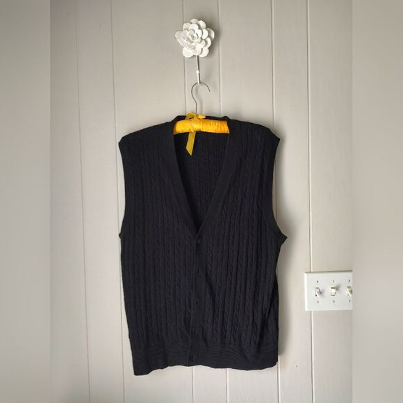 Kalspin Men’s Black Cable-Knit Vest – Size Medium, NWT - Picture 2 of 7